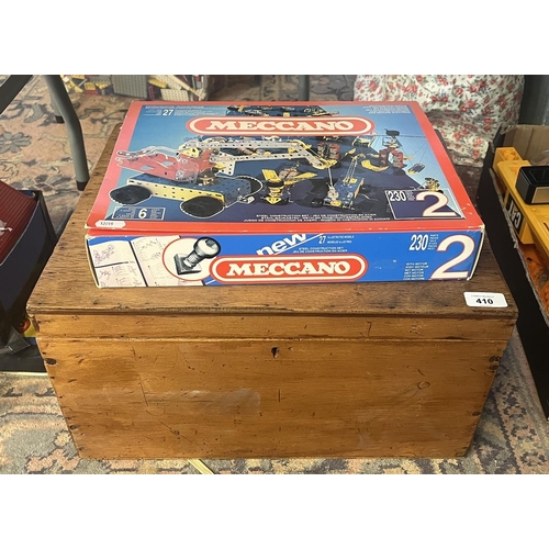 410 - 2 Meccano sets, 1 in wooden case