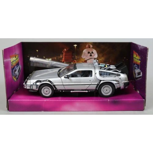 414 - 2 boxed die cast Delorean cars from Back to the Future and Back to the Future II