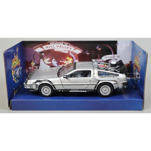 414 - 2 boxed die cast Delorean cars from Back to the Future and Back to the Future II