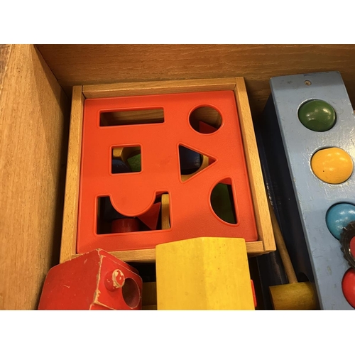 428 - Collection of coloured wooden building blocks etc