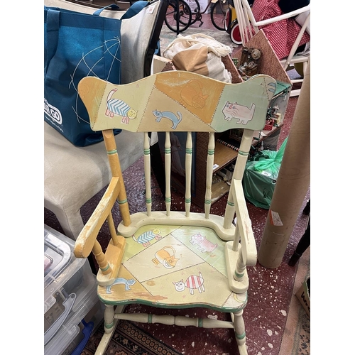 434 - Small painted rocking chair adorned with cats