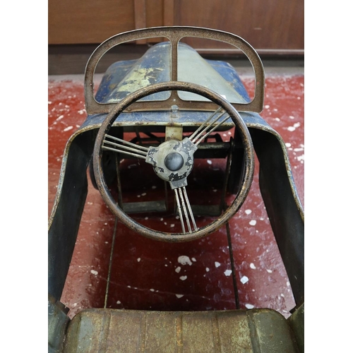 56 - Early original child's tin pedal car - Possibly Tri-Ang 1940's