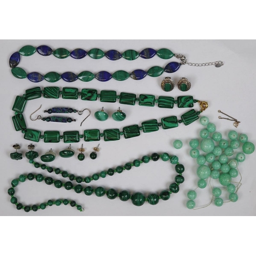 143 - Collection of vintage Malachite jewellery