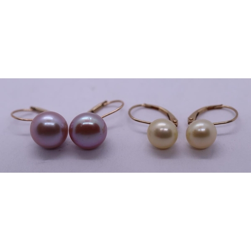 175 - 2 pairs of gold pearl set earrings