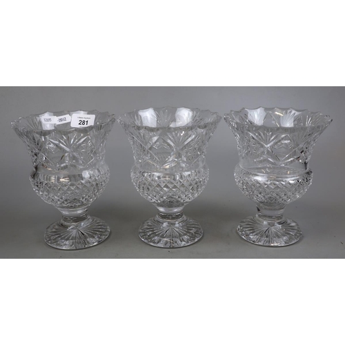 281 - 3 matching Royal Brierly Crystal vases