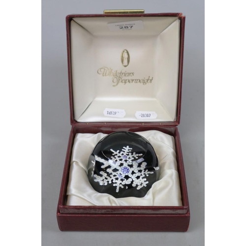 287 - Whitefriars paperweight by Caithness L/E 250/1000 - Snow Crystal Christmas 1981 in original box with... 