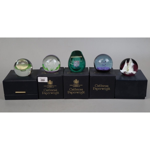 288 - Collection of 5 Caithness paperweights in original boxes low run limited editions - Reflections, Ast... 