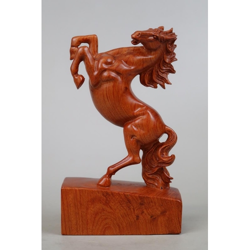 293 - Carved wooden prancing horse