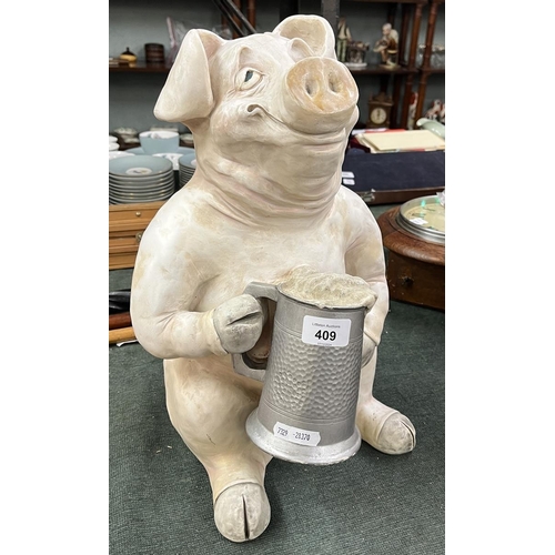 409 - Pig with tankard - Approx height: 42cm