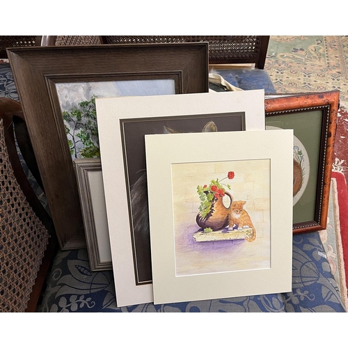 434 - Pastel titled Puss signed Vera Barnes, watercolour Little Ginger signed I Bryant and watercolour of ... 