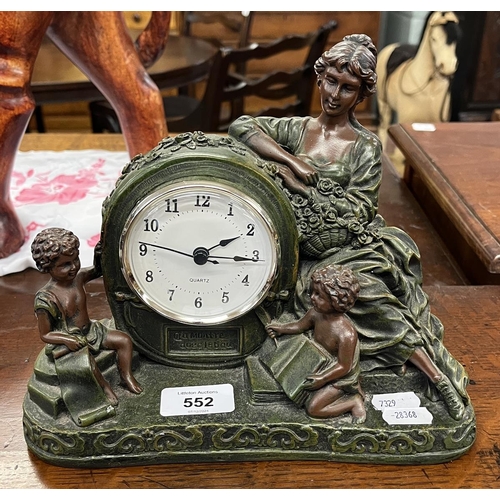 552 - Vintage Juliana Quartz heavy mantle clock - Goddess and cherubs