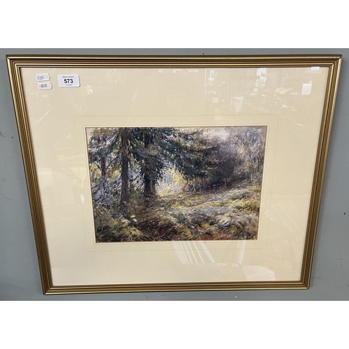 573 - Walter Fredric Roofe Tyndale watercolour 1855-1943 RAI wooded landscape with a lamb - Approx IS 35cm... 