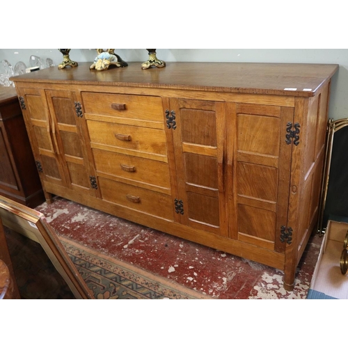 574 - Alan 'Acornman' Grainger Arts &amp; Crafts Yorkshire School sideboard - Approx W: 168cm  D: 48cm H: ...