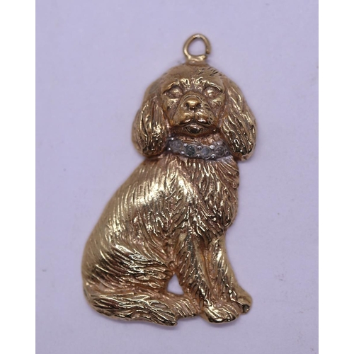 66 - Silver gilt & diamond set spaniel dog pendent