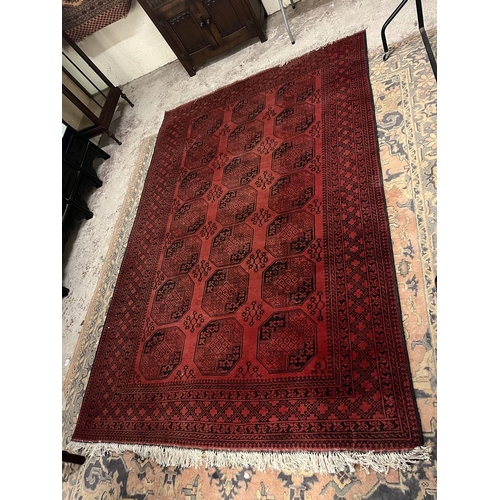 695 - Red patterned Afghan rug - Approx 310cm x 202cm