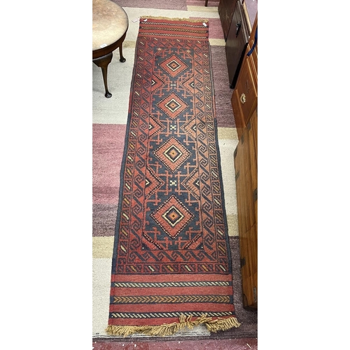 705 - Vintage Afghan 'Moshvani', handwoven woolen runner - Approx 235cm x 58cm