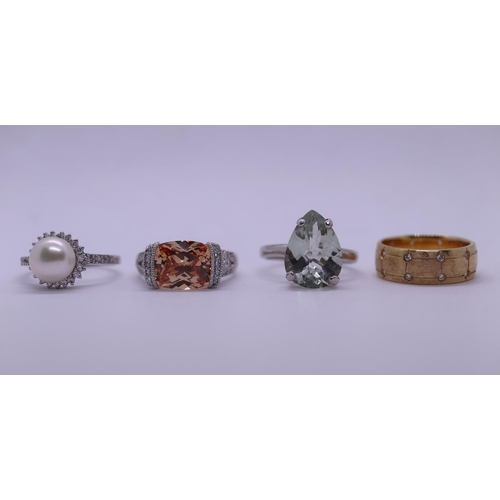 141 - 4 silver stone set rings