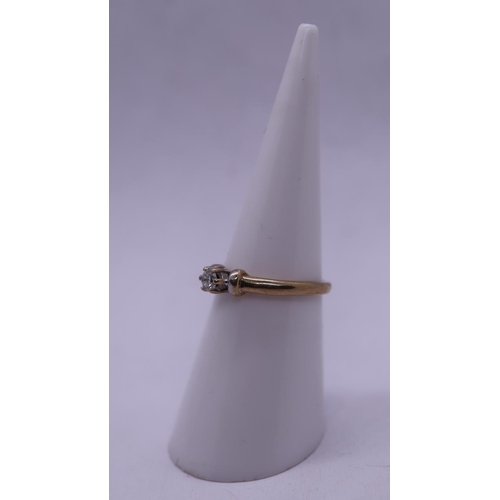 147 - Gold diamond solitaire ring - Size K