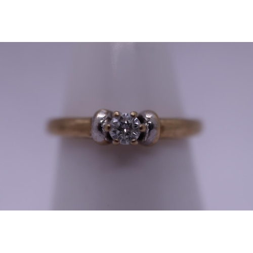 147 - Gold diamond solitaire ring - Size K