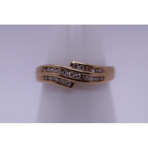 151 - Gold channel set diamond ring - Size M