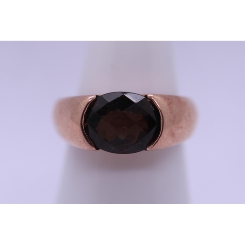 153 - Rose gold faceted topaz set ring - Size K