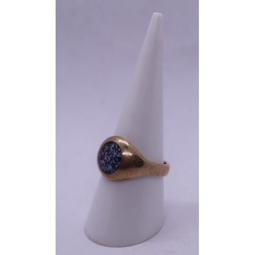 157 - Unusual gold stone set ring - Size O - Approx W: 6.5g