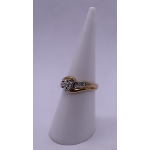 158 - Gold diamond set ring - Size K