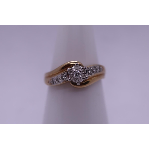 158 - Gold diamond set ring - Size K