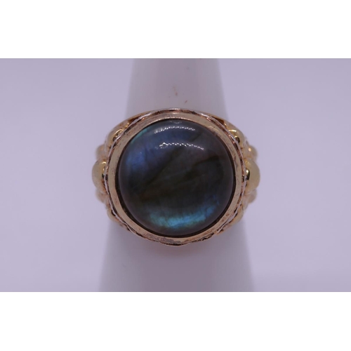 18 - 14ct gold on silver labradorite set ring with C.O.A - Size N