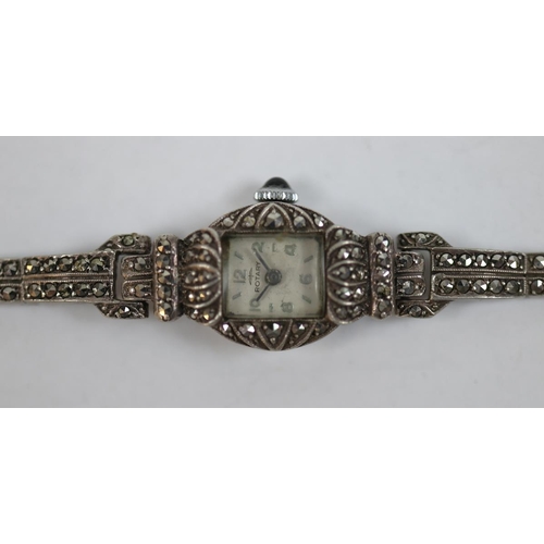 190 - 1930's silver & marcasite watch