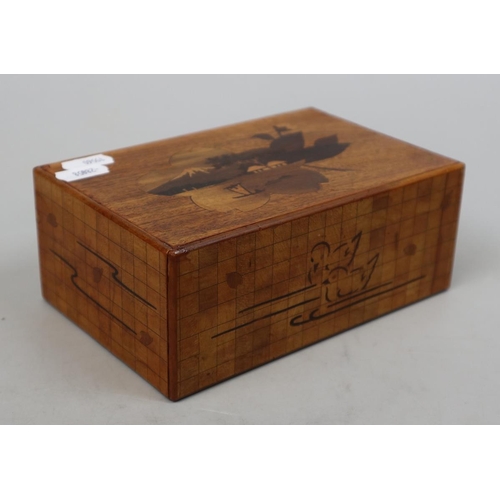 256 - Japanese wooden puzzle box - Approx W: 18cm D: 11.5cm H: 5cm