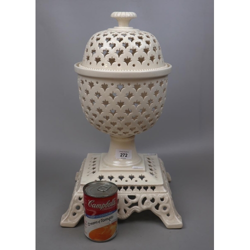 272 - Large Royal Creamware pedestal urn with lid - Height 41cm