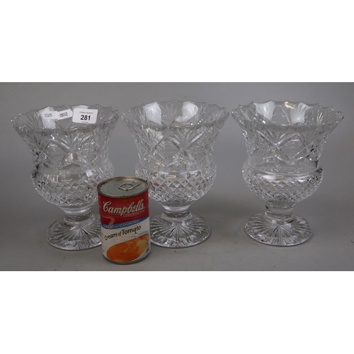 281 - 3 matching Royal Brierly Crystal vases