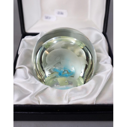 284 - Caithness paperweight L/E 53/100 - Dolphin in original box with signed certificate