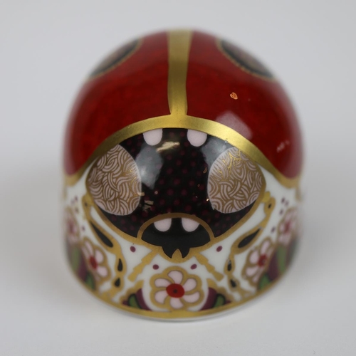 296 - Royal Crown Derby ladybird paperweight with silver stopper