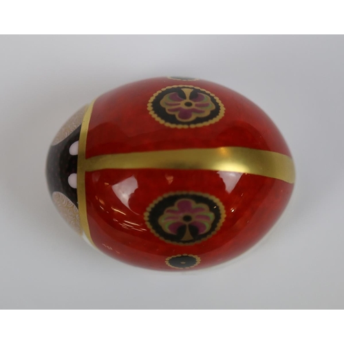 296 - Royal Crown Derby ladybird paperweight with silver stopper