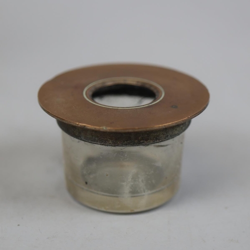 299 - Brass inkwell with glass insert