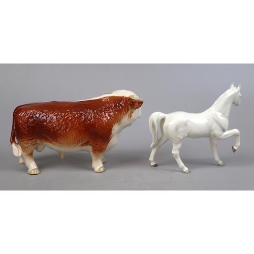 314 - Ceramic bull together with ceramic horse