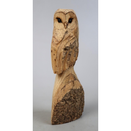 315 - 3 cockerpoo dog figures together with carved wooden owl figure and treen bowl