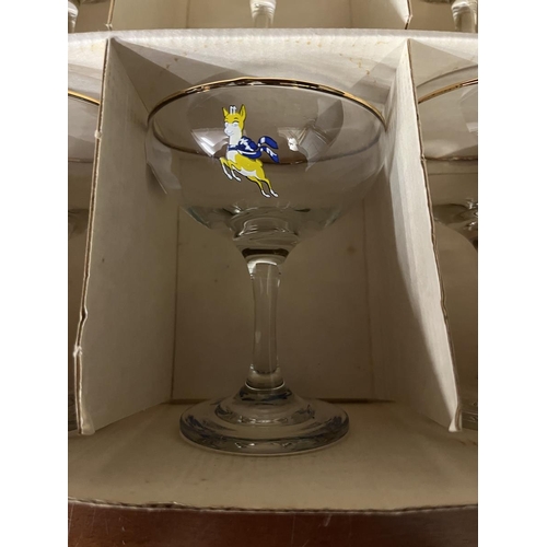 345 - Set of 6 yellow fawn Babycham glasses in original box