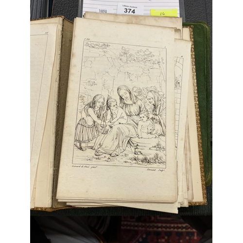 377 - Antique scrap book together with a collection of 68 engravings by Pierre Nomand 1765-1840