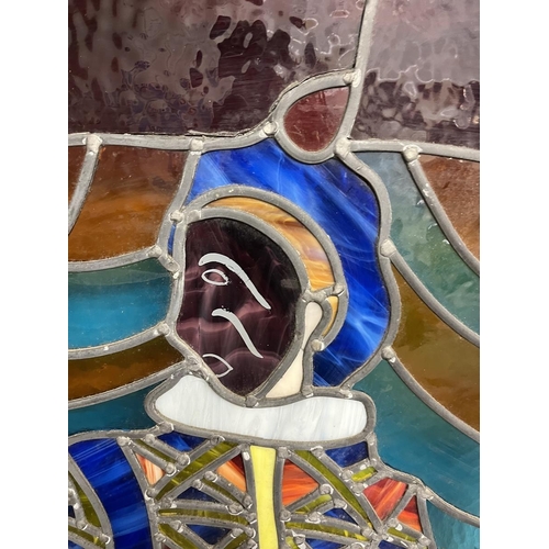 501 - Huge stained glass panel - Harlequin & Columbine