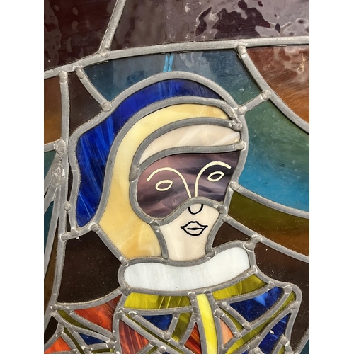 501 - Huge stained glass panel - Harlequin & Columbine