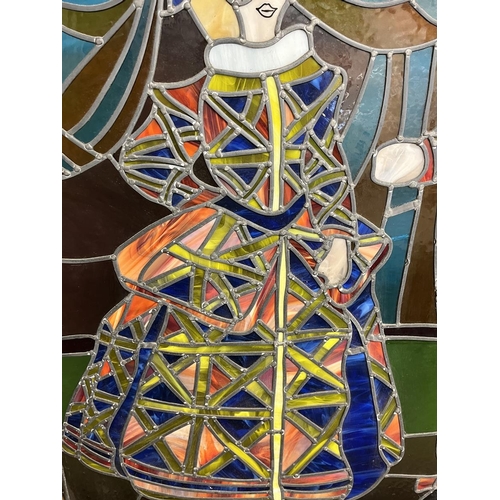 501 - Huge stained glass panel - Harlequin & Columbine