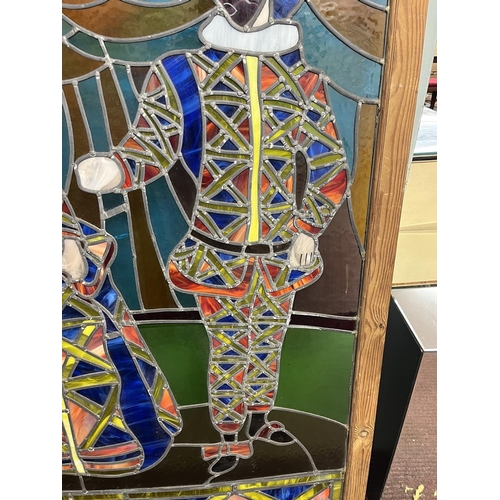 501 - Huge stained glass panel - Harlequin & Columbine