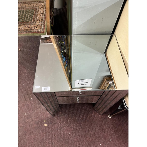 502 - Contemporary 2 drawer mirrored bedside cabinet