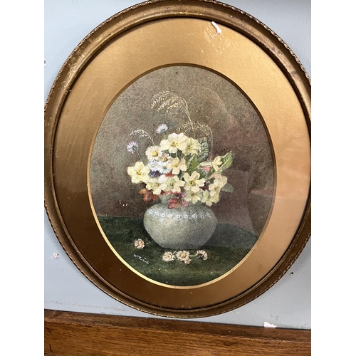 514 - Two rare oval framed floral watercolours in original frames by the highly regarded Royal Worcester C... 