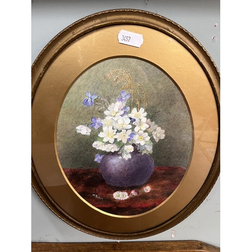 514 - Two rare oval framed floral watercolours in original frames by the highly regarded Royal Worcester C... 