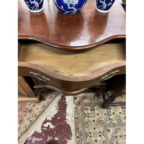 532 - Edwardian inlaid serpentine fronted side cabinet