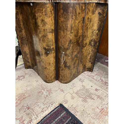 543 - Pair of burr walnut corner cupboards